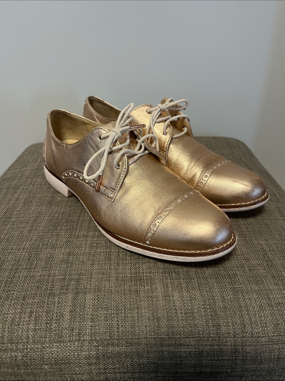 Cole Haan Metallic Rose Gold Gramercy Cap-Toe Oxfords 8.5